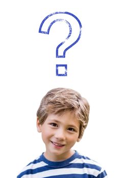 Digital composite of Kid Boy with stencil question mark