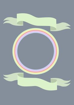 Digital composite of Rainbow circle and banners