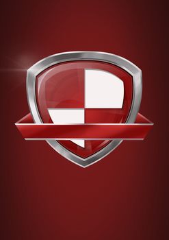 Digital composite of Antivirus security protection shield on red background