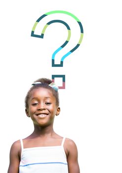 Digital composite of Kid Girl with colorful question mark