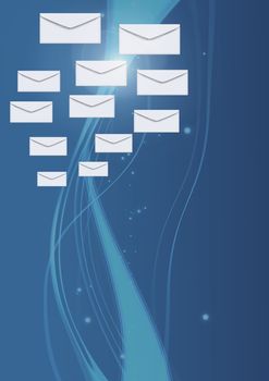 Digital composite of Envelope letters messages floating
