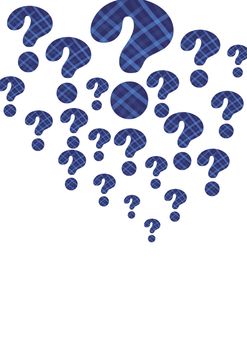 Digital composite of blue thatched question marks