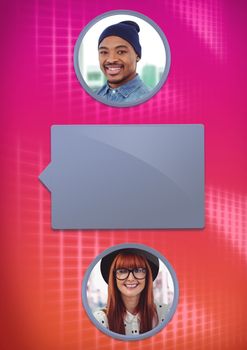 Digital composite of chat bubble messaging profiles