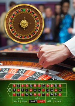 Digital composite of Roulette game in casino