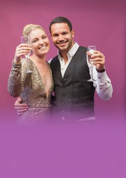 Digital composite of Glamorous couple holding champagne glasses