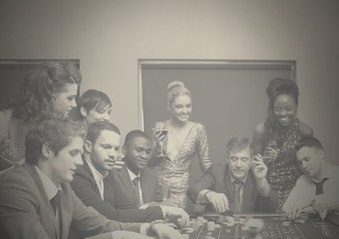 Digital composite of Group of people in casino
