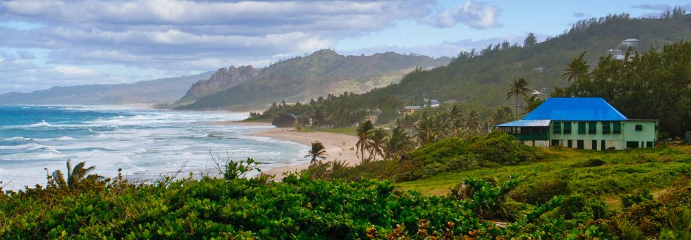 A panoramic view of the coast of Barbados