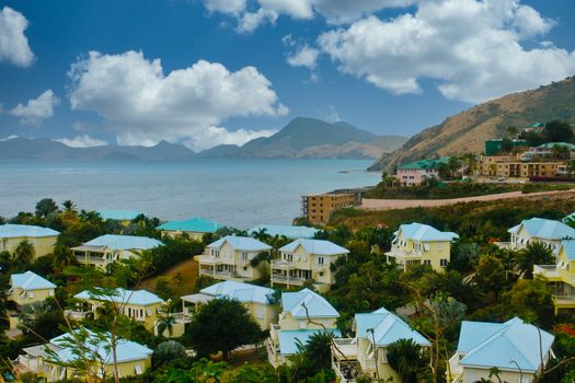 A tropical condo complex on the coast of an island