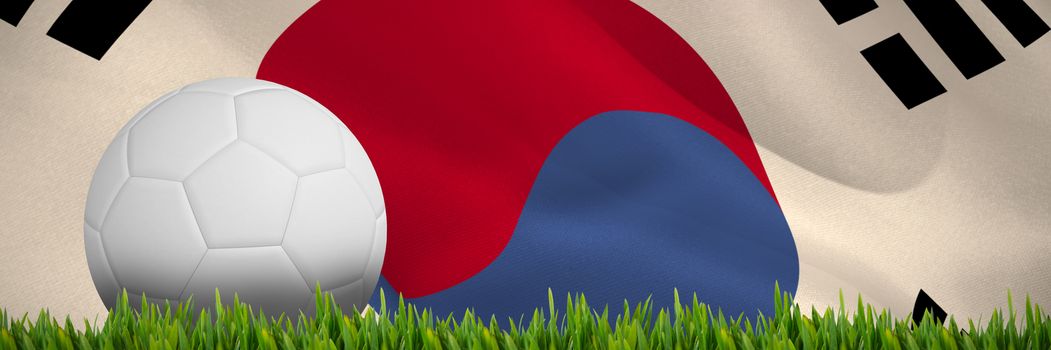 Grass growing outdoors against korea republic flag waving