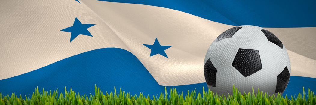 Grass growing outdoors against digitally generated honduran national flag