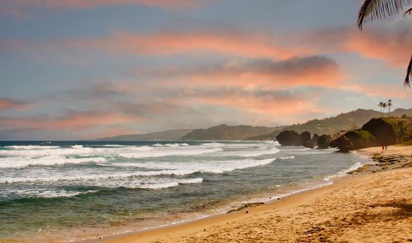 Rough surf hitting a tropical beach