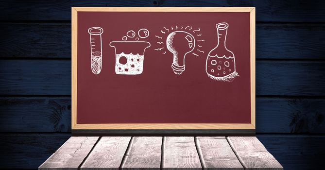 Digital composite of Science Education drawing on blackboard for school