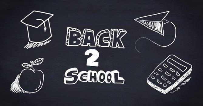 Digital composite of Back to School Education drawing on blackboard