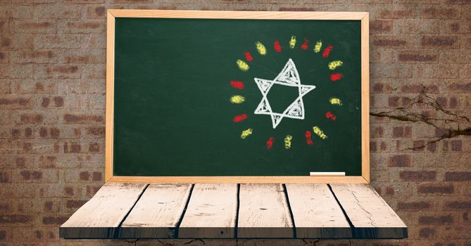 Digital composite of Star education drawings on blackboard for school