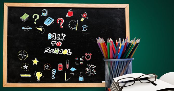 Digital composite of Back to school Education drawing on blackboard for school