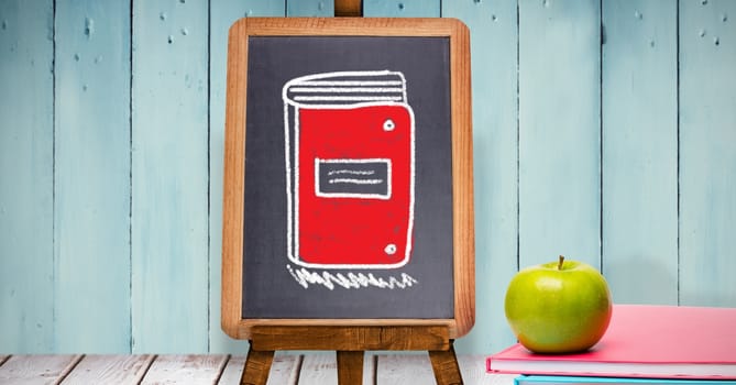 Digital composite of Folder notes education drawing on blackboard for school