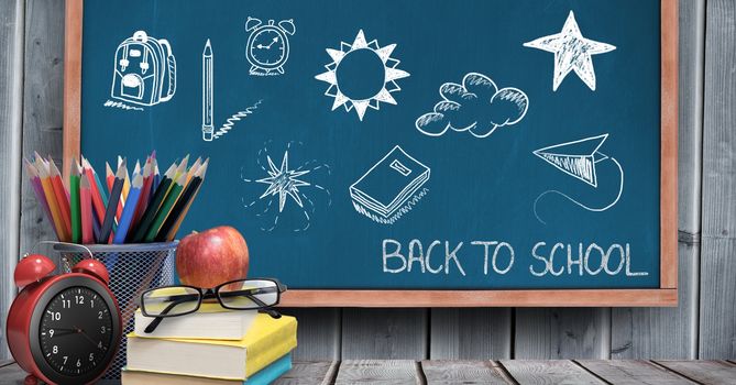 Digital composite of Back to school Education drawing on blackboard