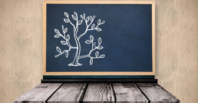 Digital composite of Tree Education drawing on blackboard