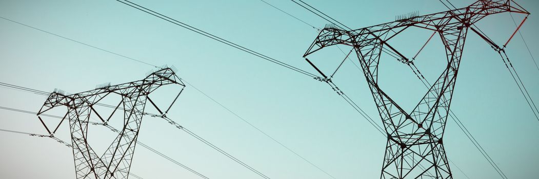 The evening electricity pylon silhouette