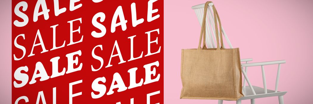 Canvas bag against pink background