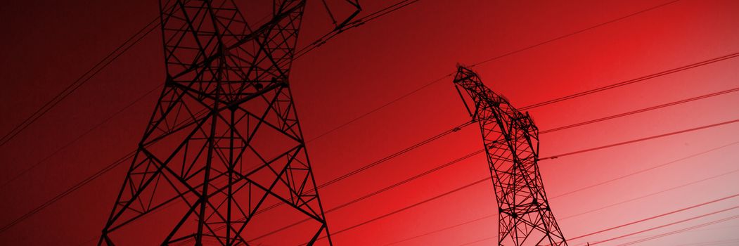 The evening electricity pylon silhouette