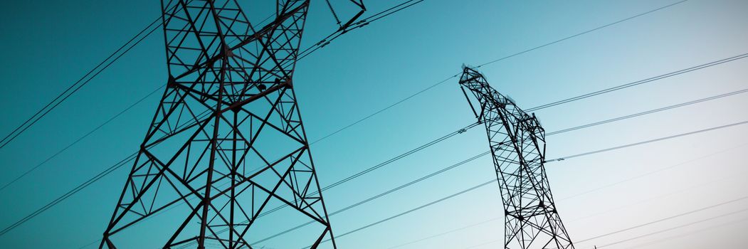 The evening electricity pylon silhouette