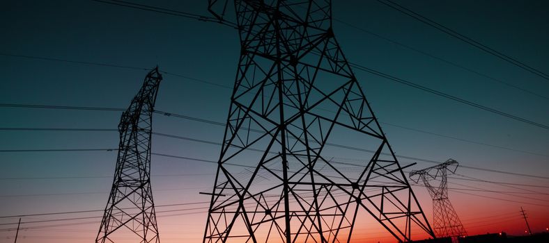 The evening electricity pylon silhouette