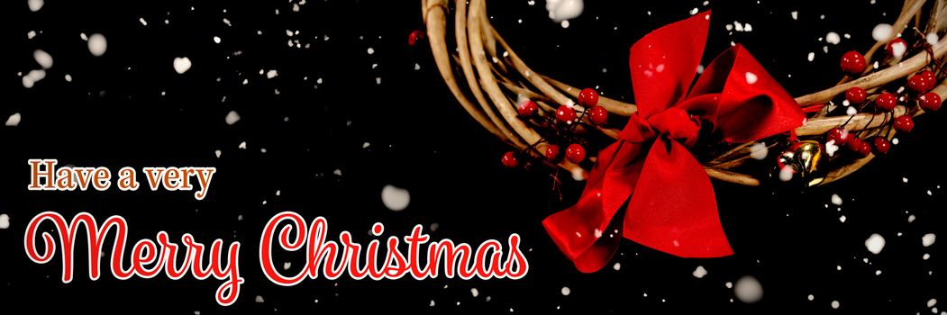 Christmas card against christmas branches crown