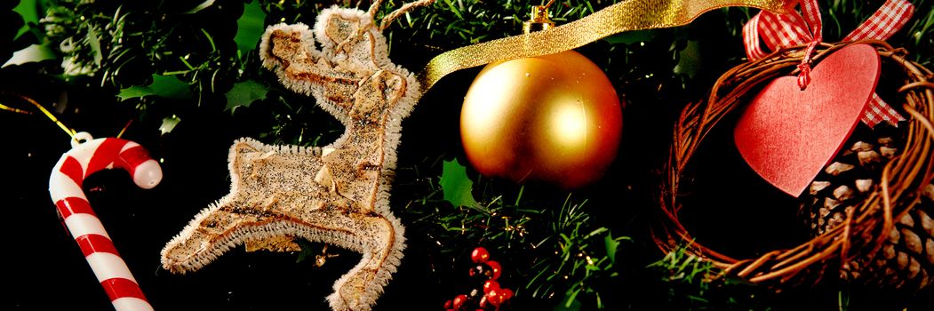 Christmas decoration and ornament with black background