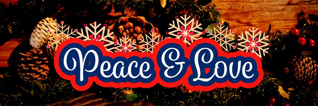 Peaceful message against christmas ornament