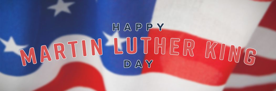 happy Martin Luther King day against american flag with stripes and stars