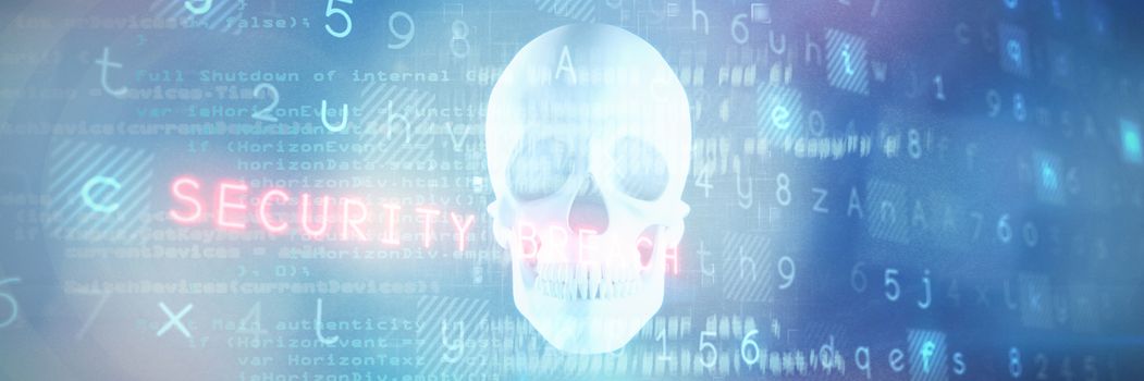 Virus background against blue human skull