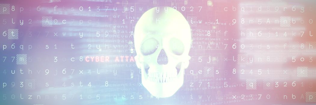Virus background against green human skull