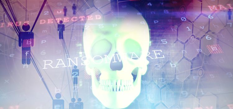 Virus background against green human skull