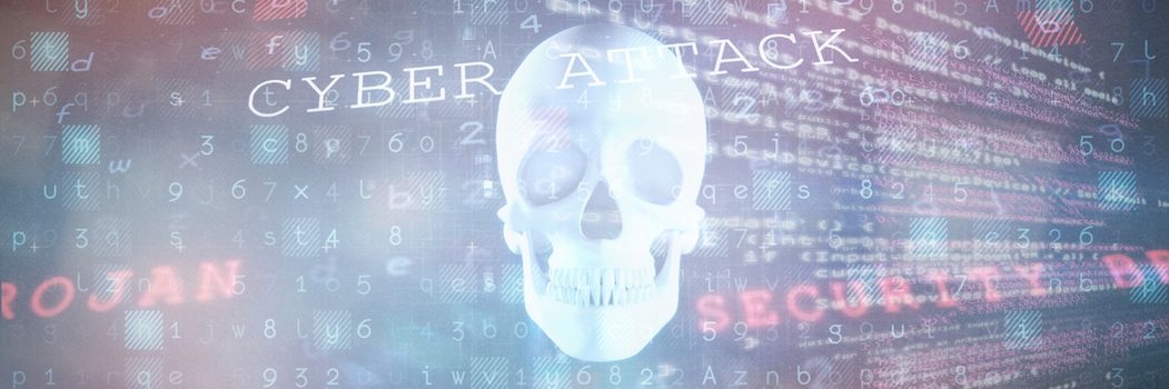 Virus background against blue human skull