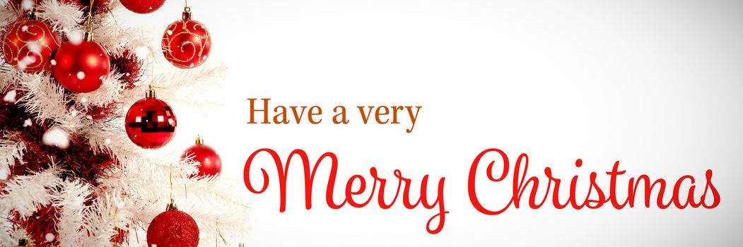 Christmas card against christmas tree with copy space