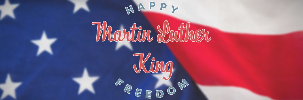 happy Martin Luther King freedom against close-up of flag