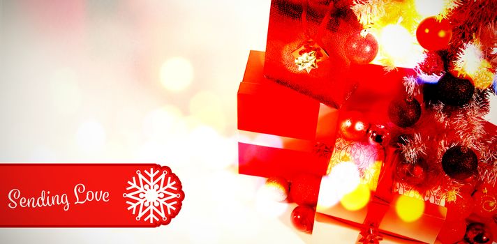 Banner sending love against composite image of table