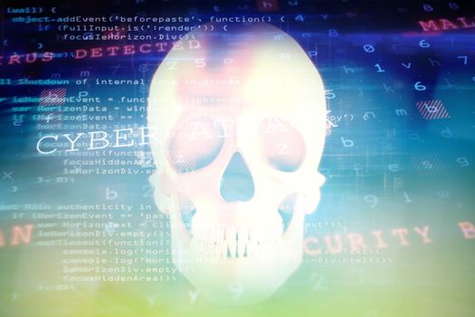 Virus background against orange human skull
