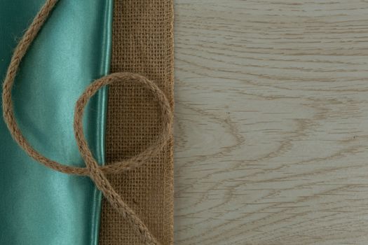 Close-up of textile and rope on a table