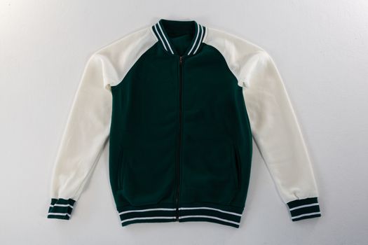 Close-up of jacket on white background