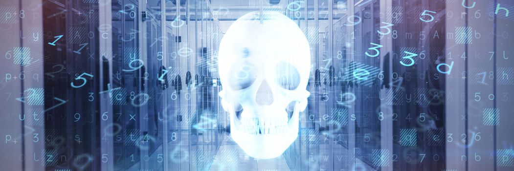 Virus background against blue human skull