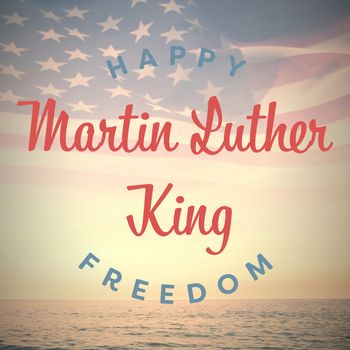 happy Martin Luther King freedom against composite image of digitally generated american flag rippling