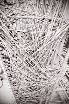Cables and plugs in server room, Close-up
