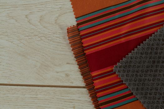 Close-up of textile on a wooden table