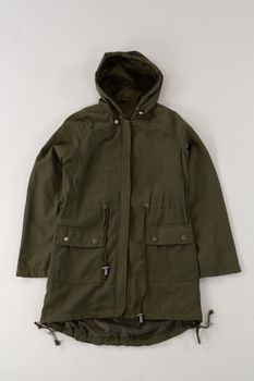 Close-up of hoodie jacket on white background