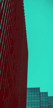 Digitally altered view of modern office building
