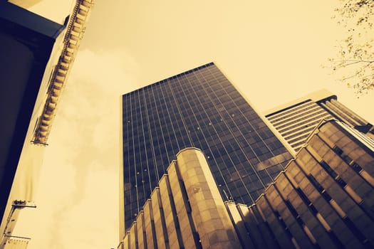 Digitally altered view of modern office building