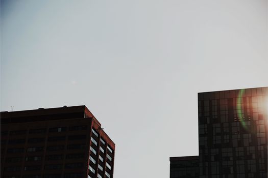 Digitally altered view of modern office building