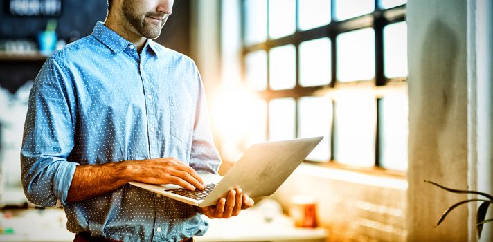 Businessman using laptop in office
